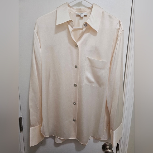 NWT VINCE SILK CREAM BLOUSE SIZE LARGE - Picture 4 of 5